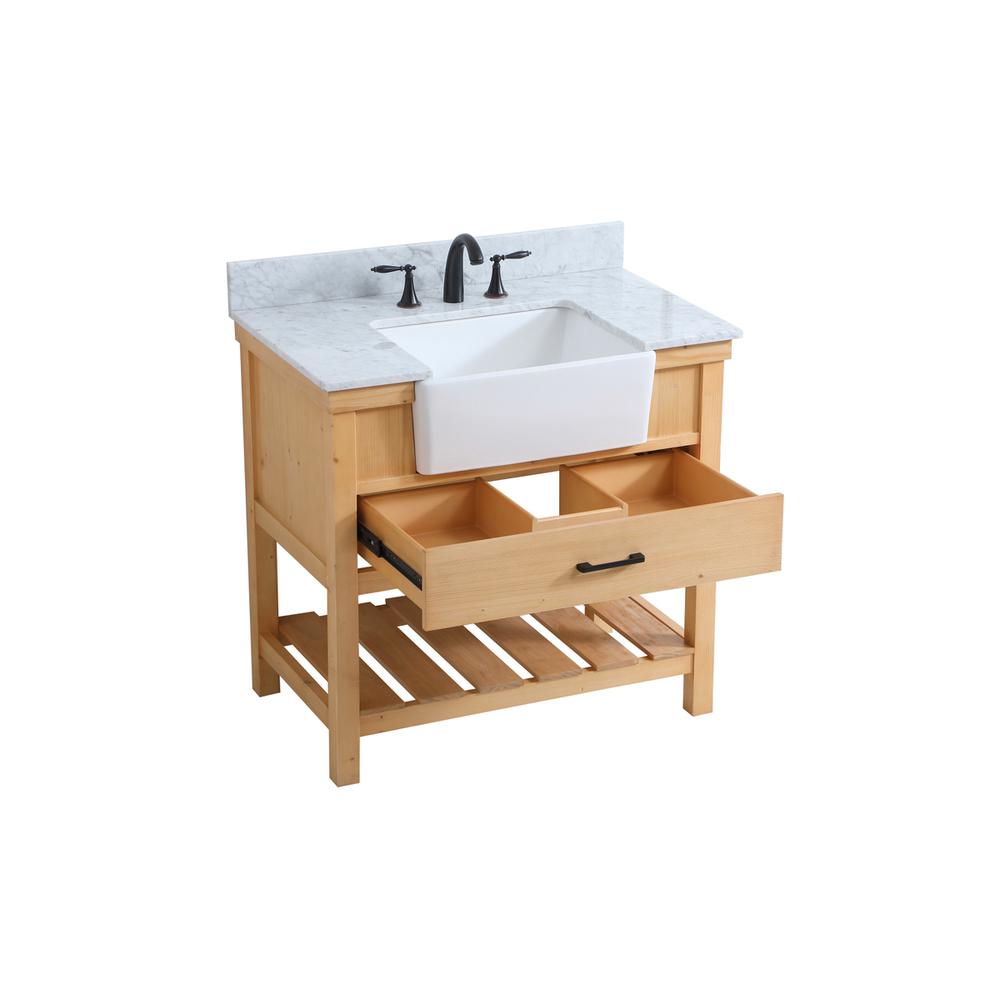 36 inch Single bathroom vanity in natural wood with backsplash. Picture 9