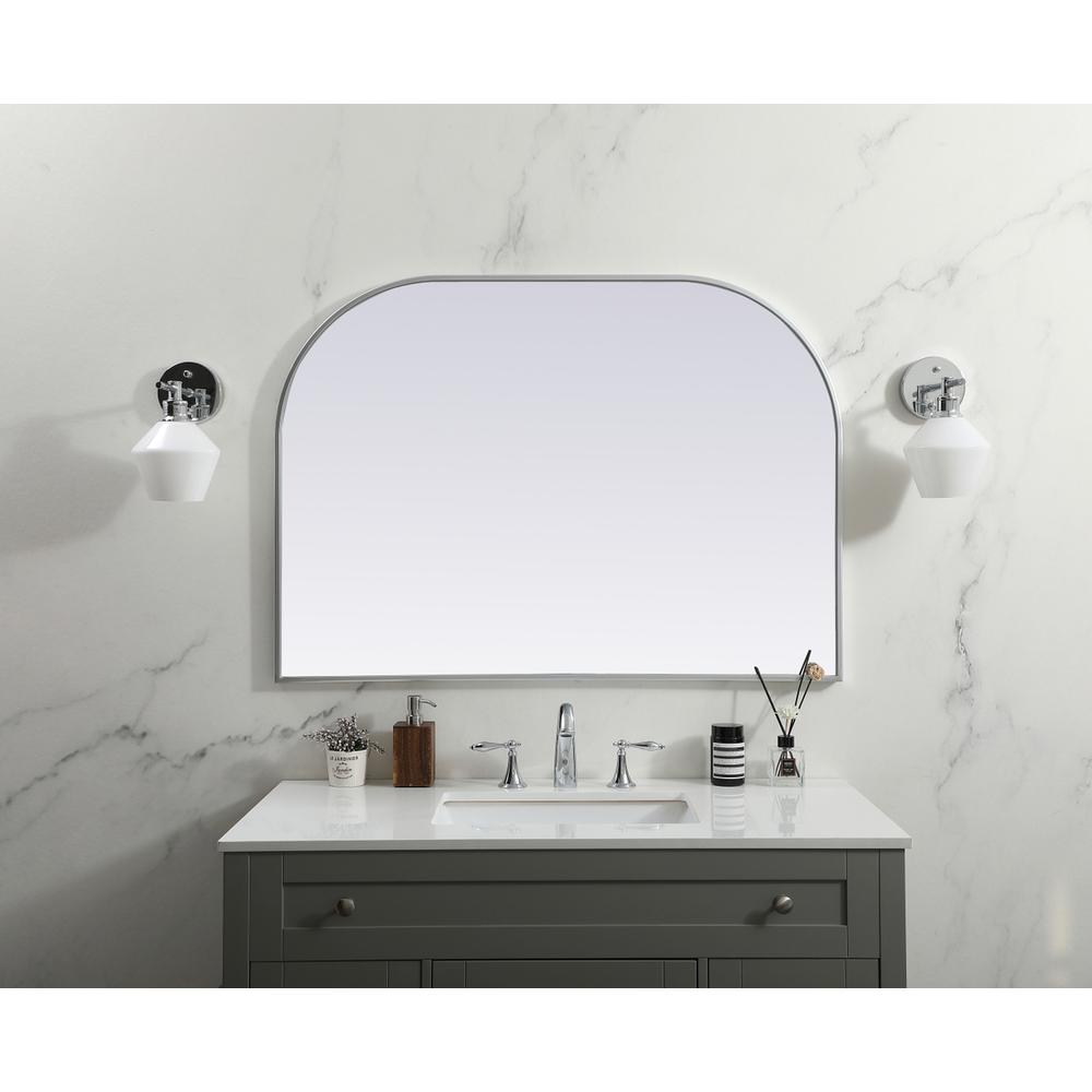 Metal Frame Arch Mirror 42x30 Inch in Silver. Picture 9