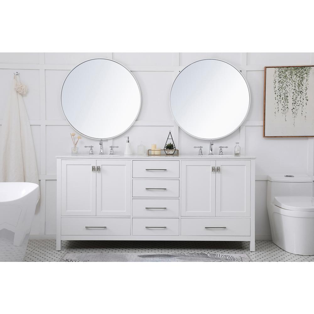 72 inch Double Bathroom Vanity in White. Picture 4