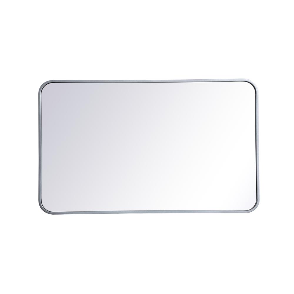 Soft corner metal rectangular mirror 22x36 inch in Silver. Picture 6