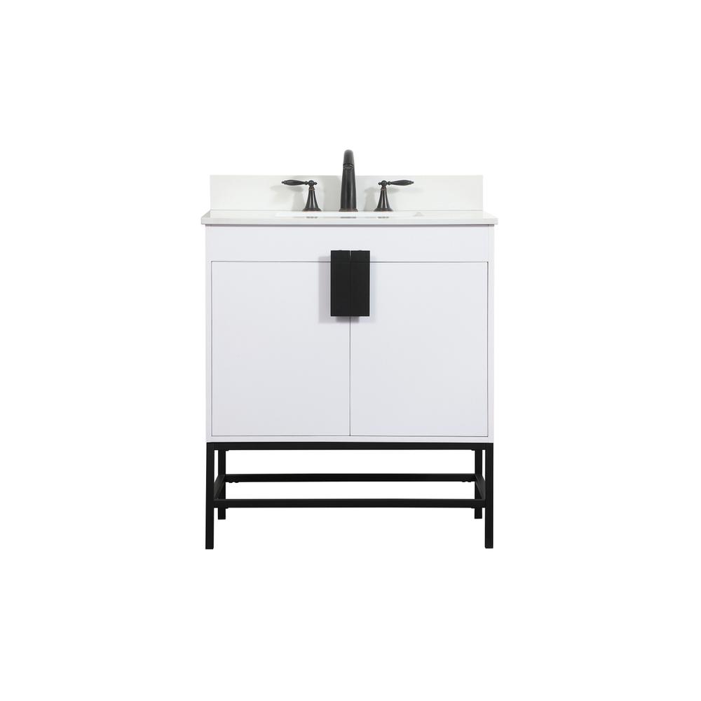 30 inch Single bathroom vanity in white with backsplash. Picture 1