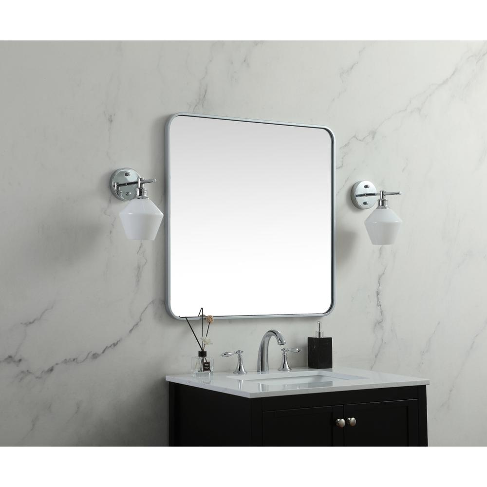 Soft corner metal square mirror 30x30 inch in Silver. Picture 2
