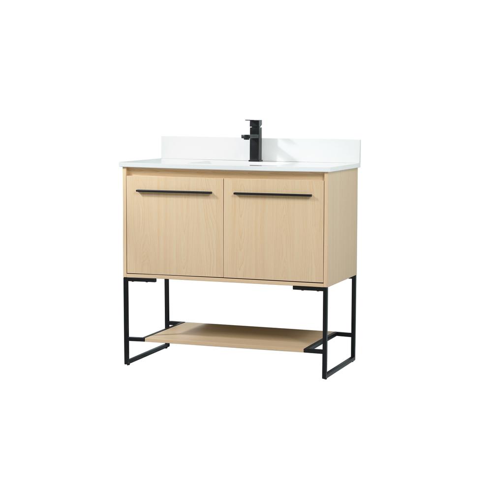 36 inch Single bathroom vanity in maple with backsplash. Picture 7