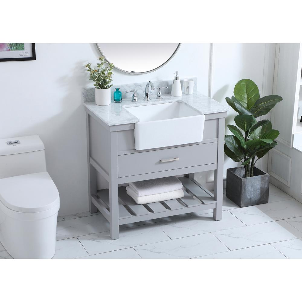 36 inch Single bathroom vanity in grey with backsplash. Picture 3