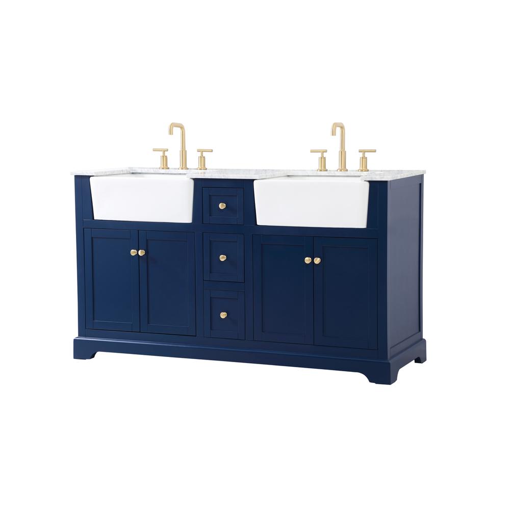 60 inch double bathroom vanity in blue. Picture 7