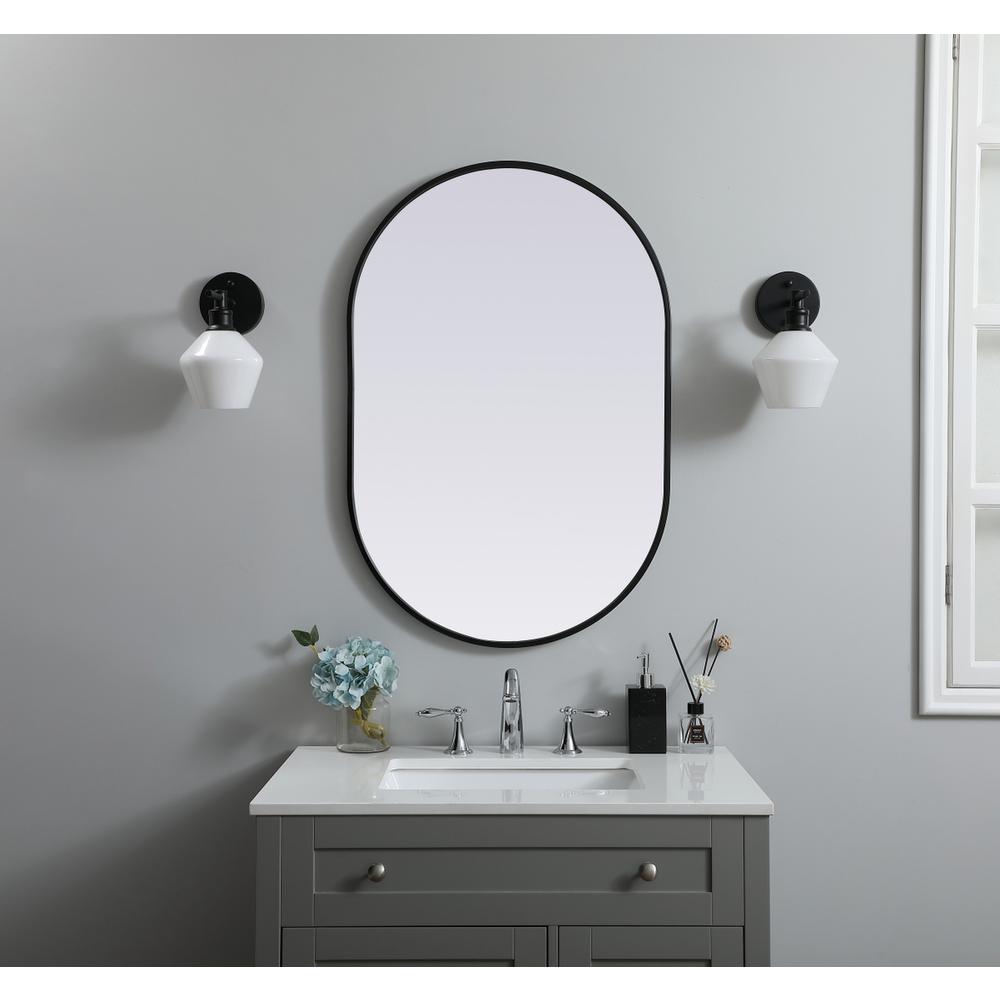 Metal Frame Oval Mirror 24x36 Inch in Black. Picture 11
