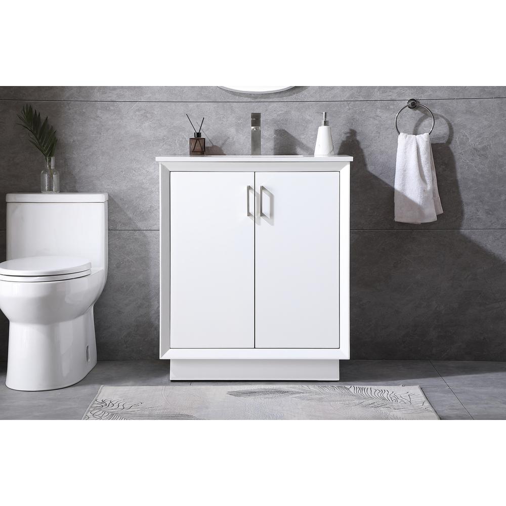 30 Inch SIngle Bathroom Vanity In White. Picture 14