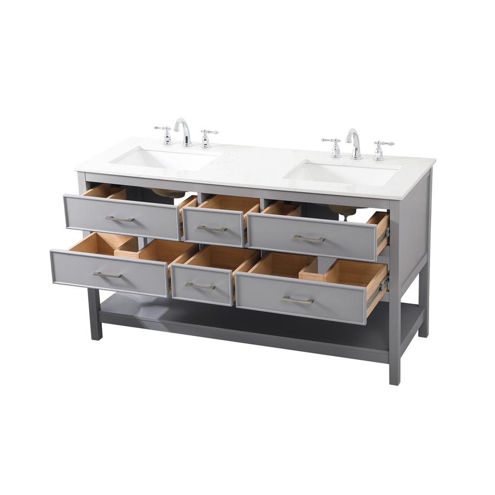 60 inch double bathroom vanity in gray. Picture 9