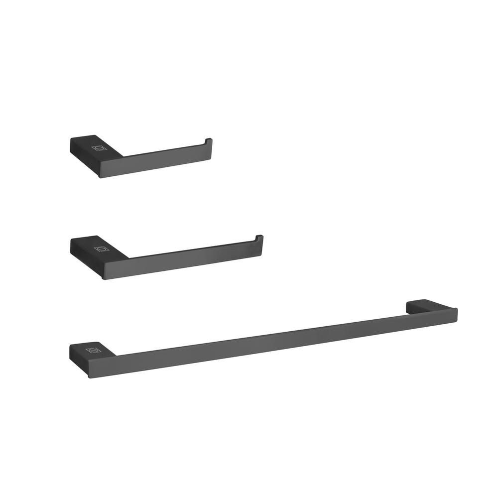 Sofia 3-Piece Bathroom Hardware Set in Matte Black. Picture 1