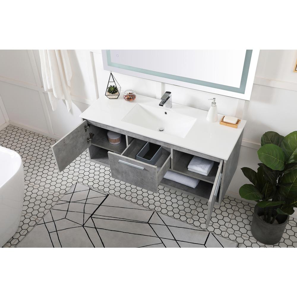 48 inch  Single Bathroom Floating Vanity in Concrete Grey. Picture 3