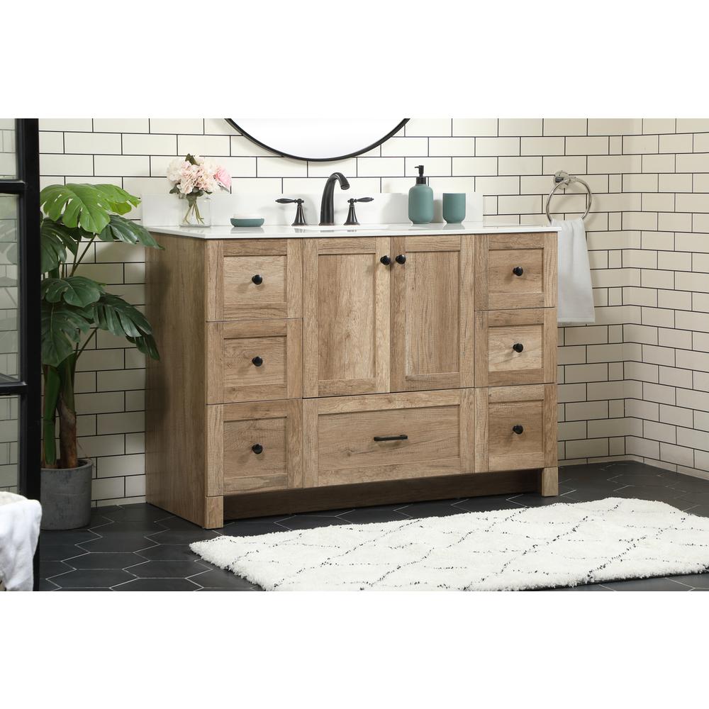 48 inch Single bathroom vanity in natural oak with backsplash. Picture 2