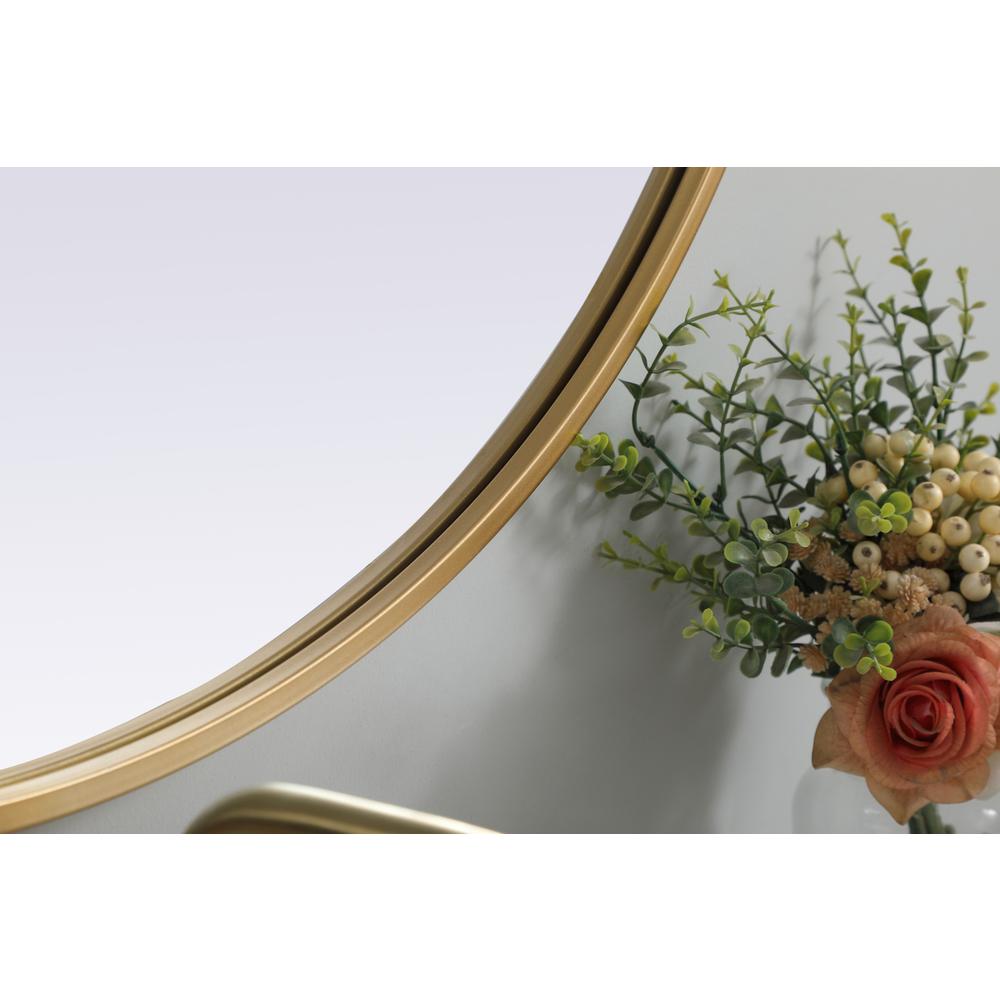 Metal Frame Oval Mirror 30x36 Inch in Brass. Picture 6