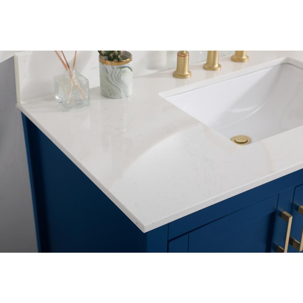 42 inch Single Bathroom Vanity in Blue with Backsplash. Picture 5