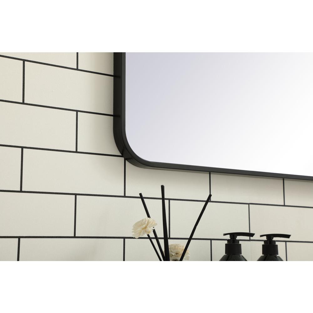 Soft corner metal rectangular mirror 30x48 inch in Black. Picture 4
