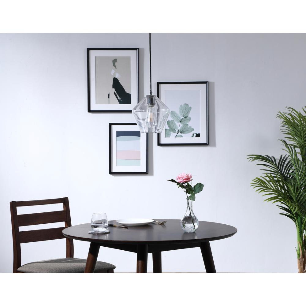 Gene 1 light Chrome and Clear glass pendant. Picture 13