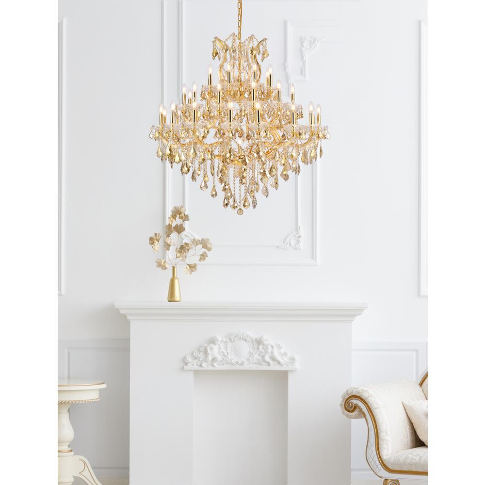 Maria Theresa 37 light Gold Chandelier Golden Teak (Smoky) Royal Cut Crystal. Picture 7
