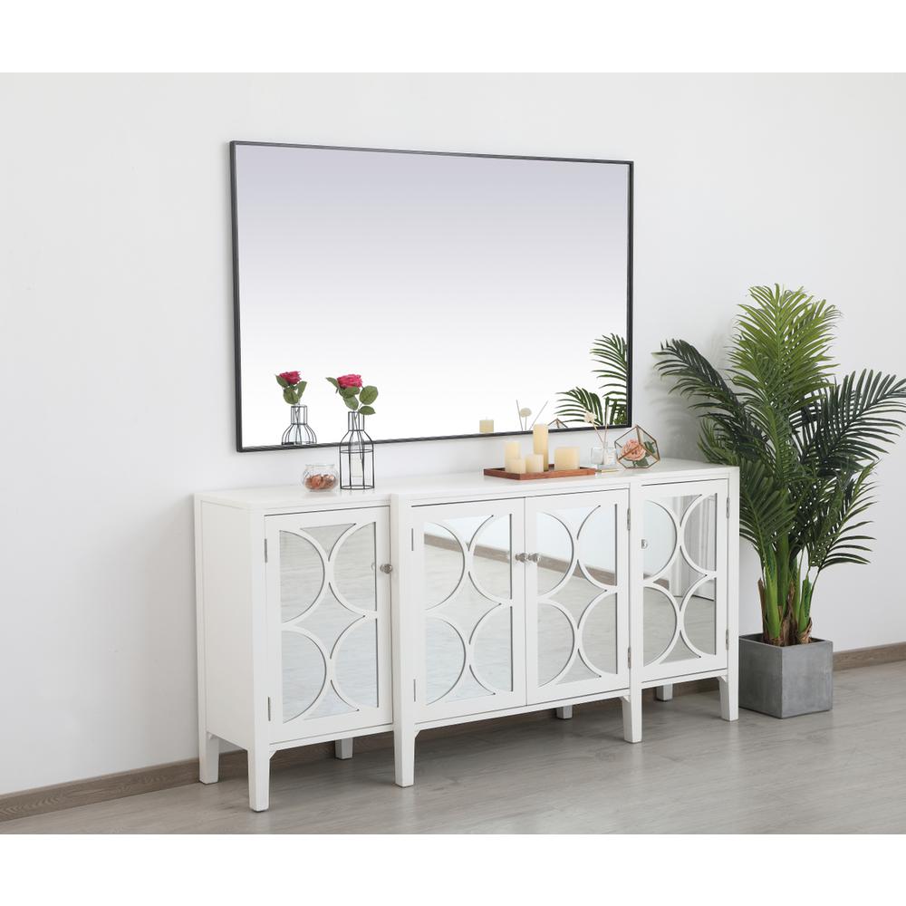 Metal frame rectangle mirror 36 inch in Black. Picture 8