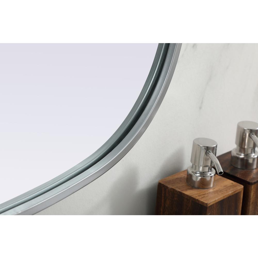 Metal Frame Oval Mirror 20x36 Inch in Silver. Picture 6