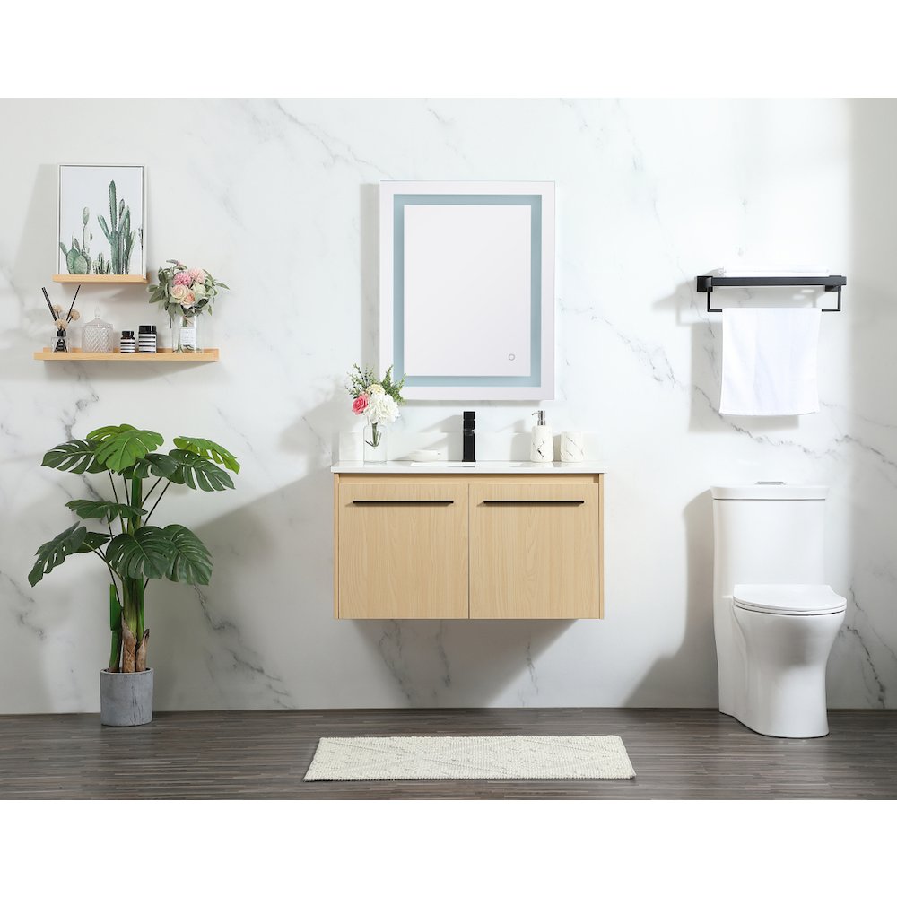 36 Inch Single Bathroom Vanity In Maple With Backsplash. Picture 5