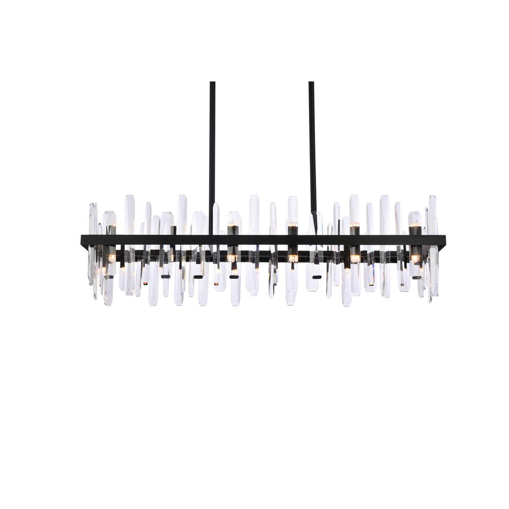 Serena 42 inch crystal rectangle chandelier in black. Picture 2
