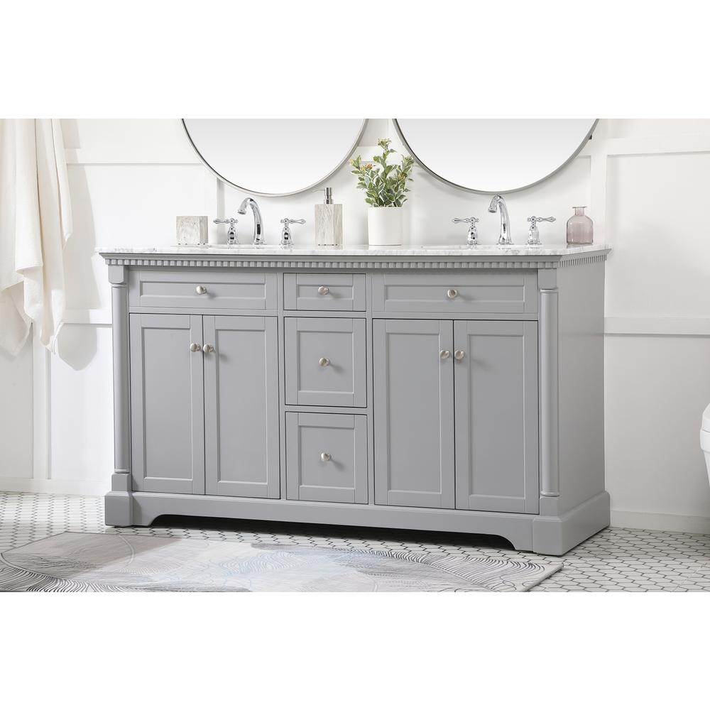 60 inch double bathroom vanity in Grey. Picture 2