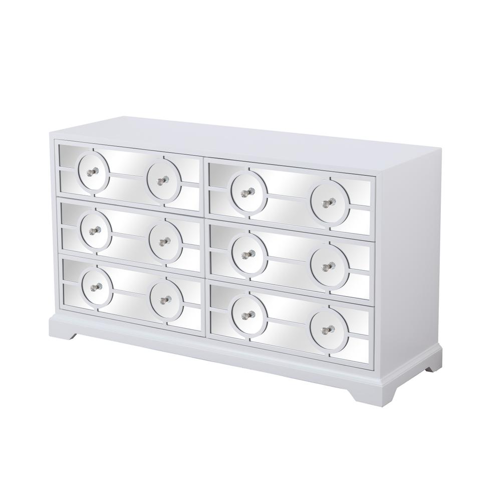 60 in. mirrored six drawer cabinet in white. Picture 5