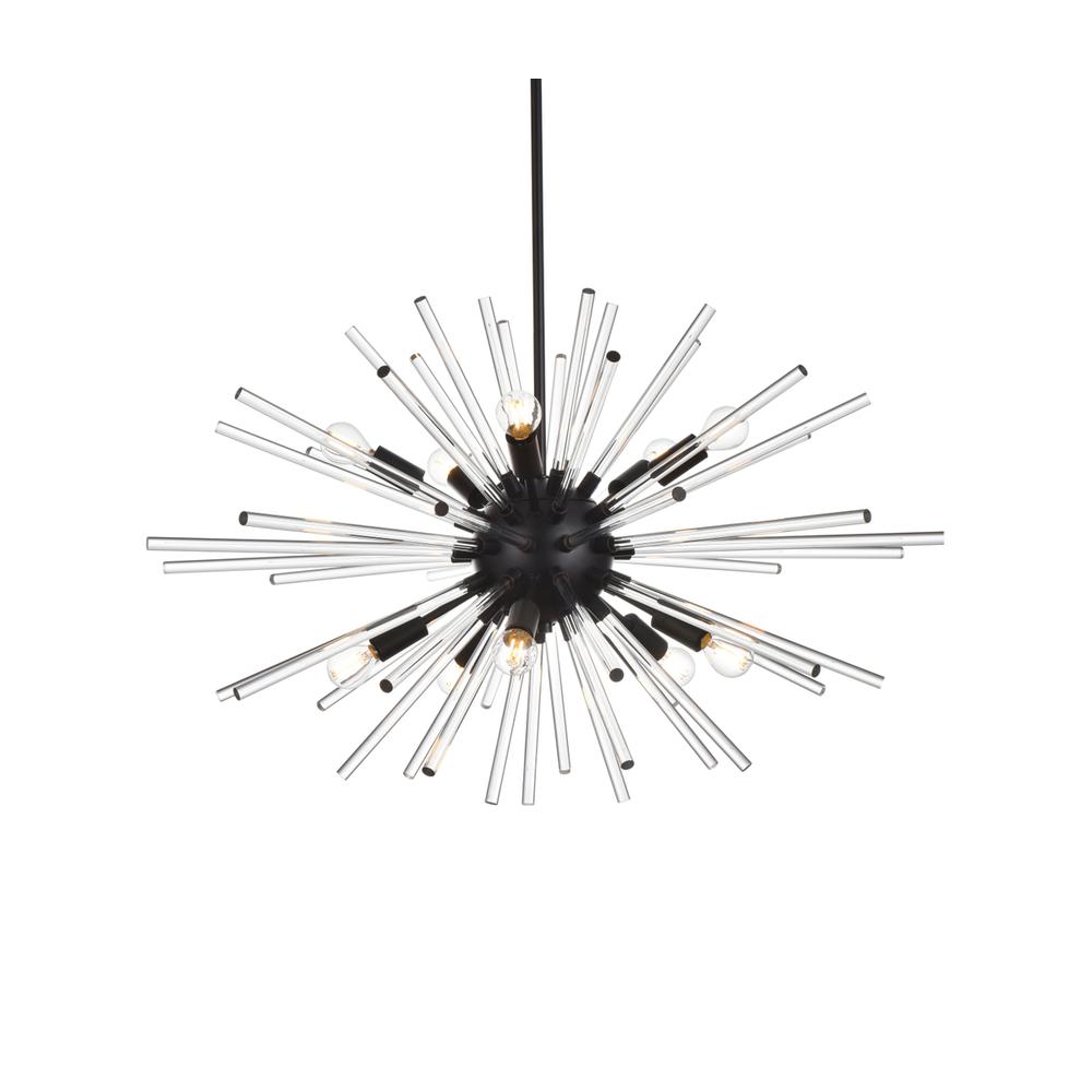 Sienna 32 inch crystal rod pendant in black. Picture 2