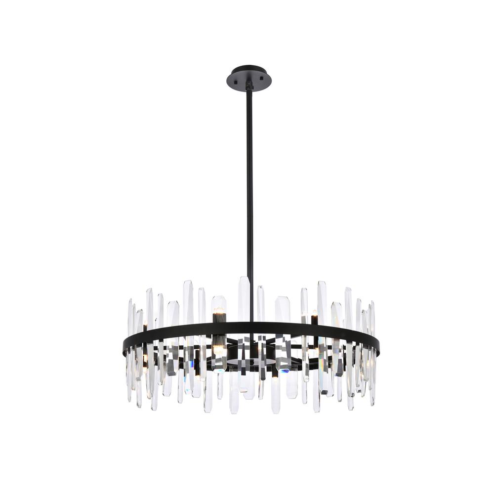 Serena 32 inch crystal round chandelier in black. Picture 1