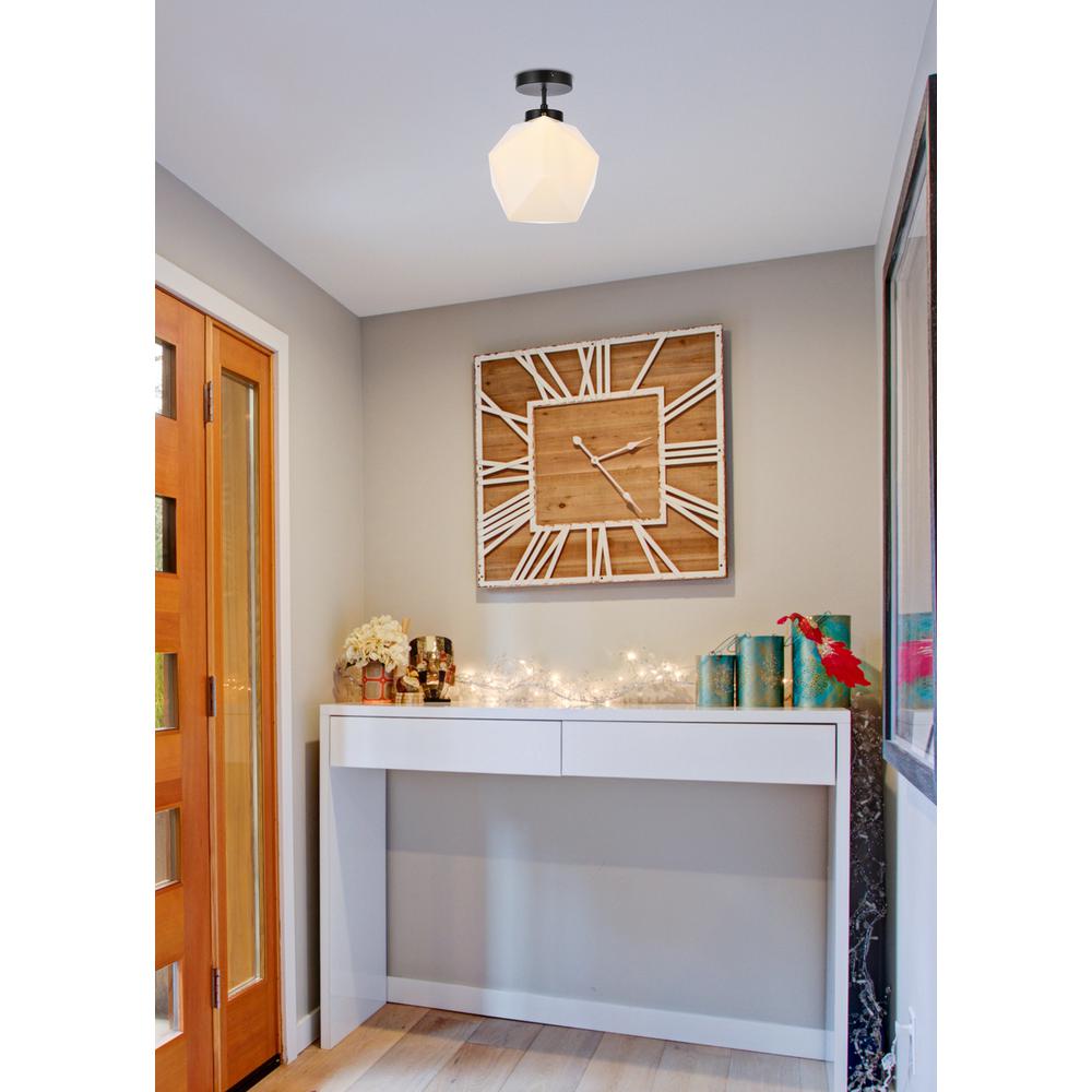 Lawrence 1 light black and white glass flush mount. Picture 7
