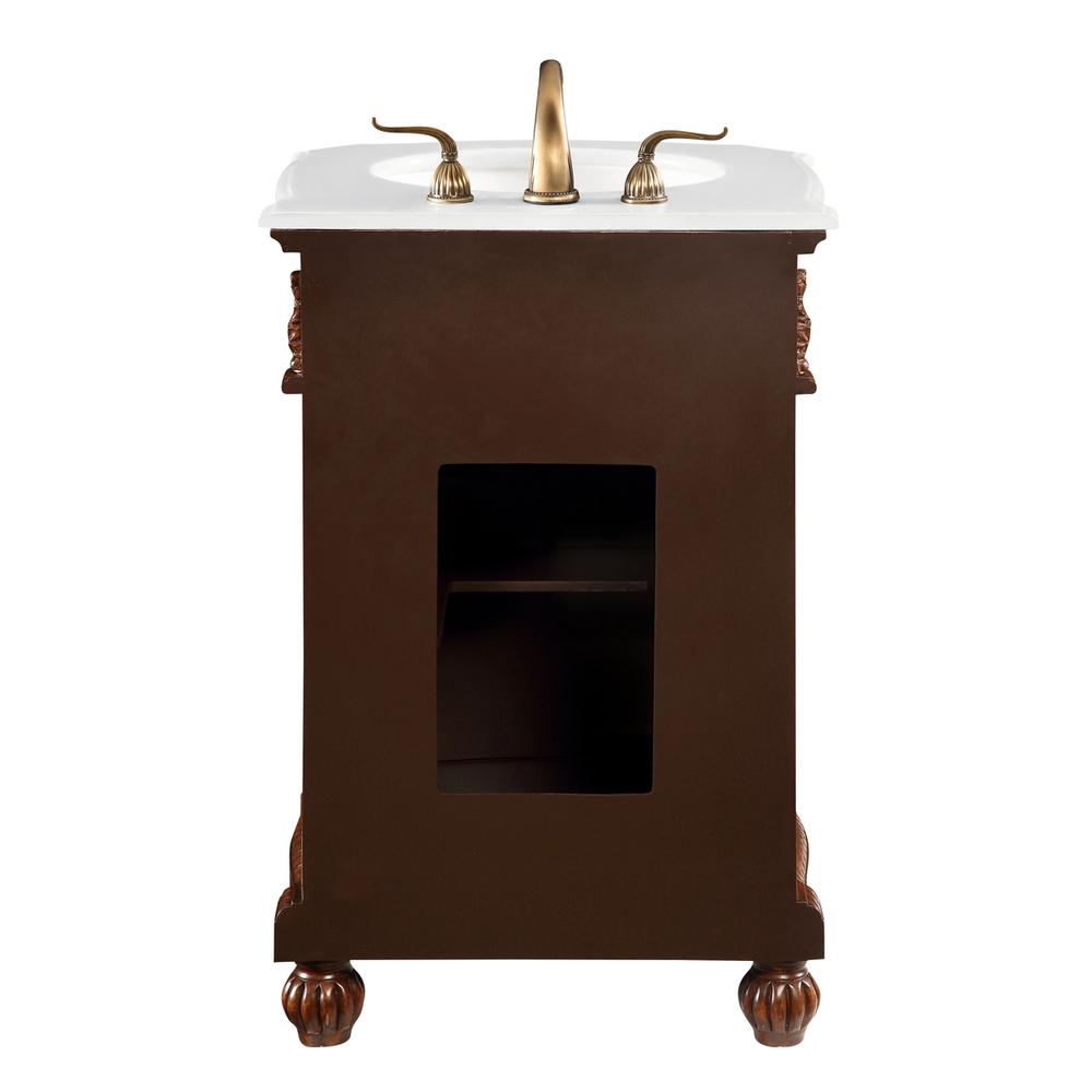 24 inch Single Bathroom vanity in Brown with ivory white engineered marble. Picture 6