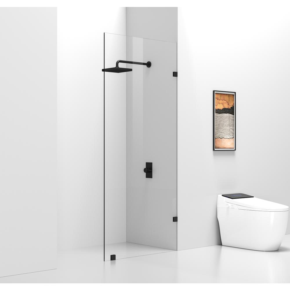 Fixed frameless shower door 35 x 78 Matte Black. Picture 3