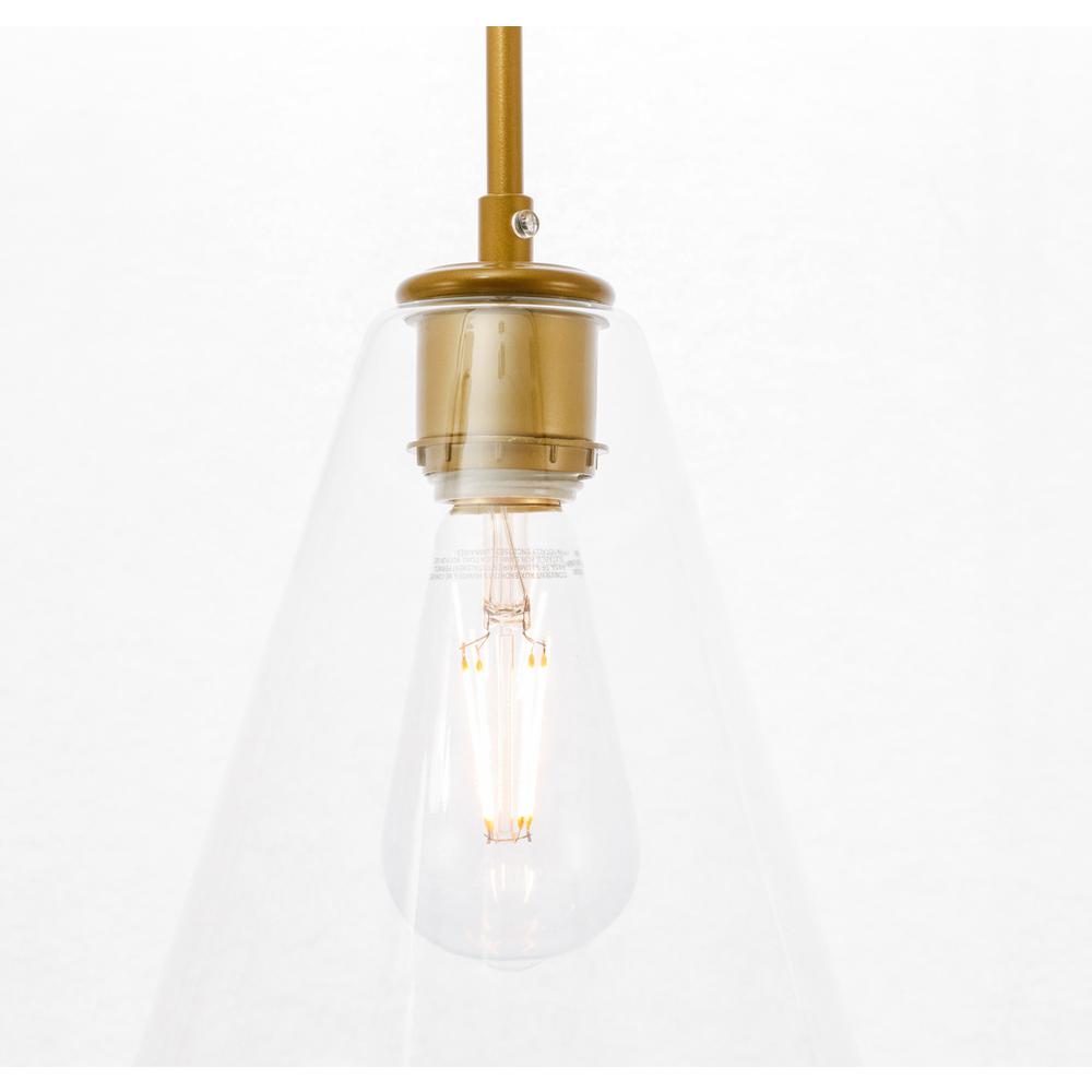 Gene 1 light Brass and Clear glass pendant. Picture 10