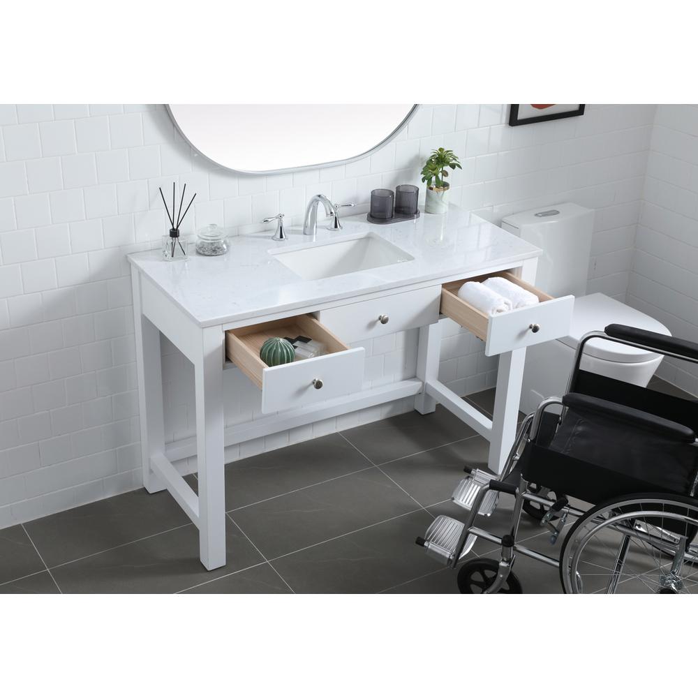 48 Inch ADA Compliant Bathroom Vanity In White. Picture 3