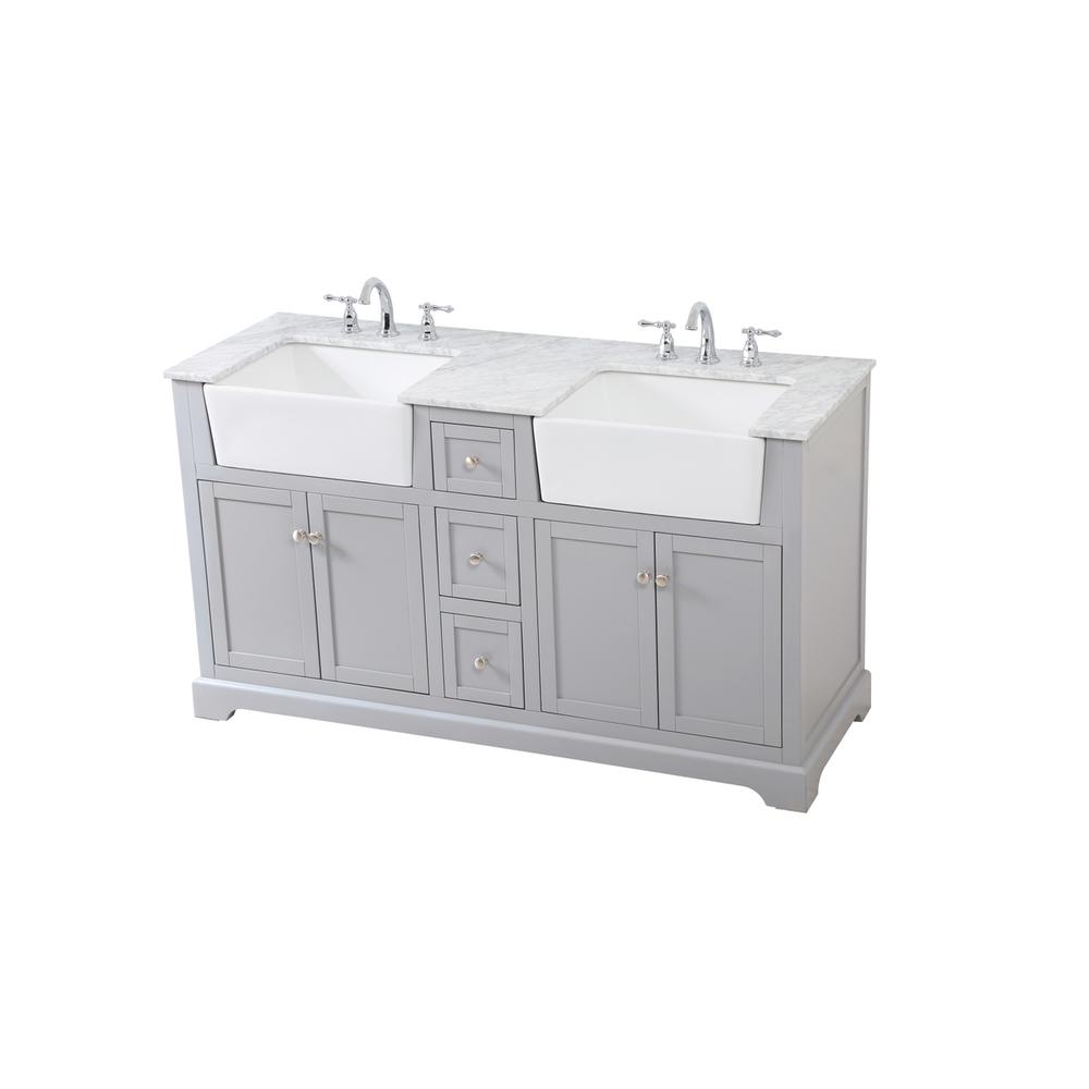 60 inch double bathroom vanity in grey. Picture 8