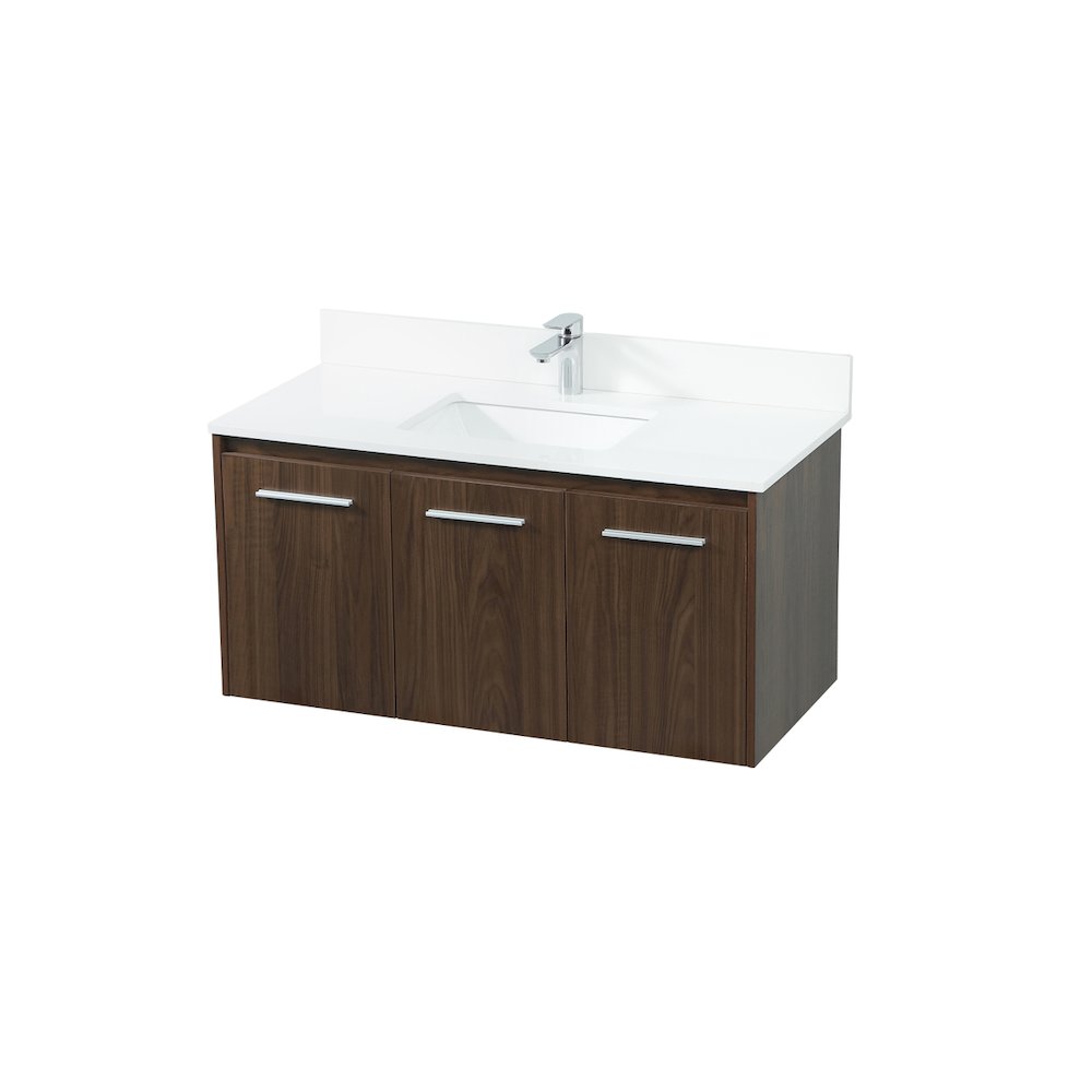 40 Inch Single Bathroom Vanity In Walnut With Backsplash. Picture 9