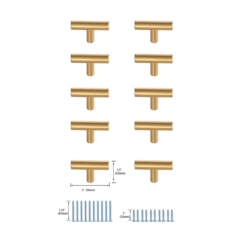 Quinn Brass T Bar Pull Multipack (set of 10). Picture 5