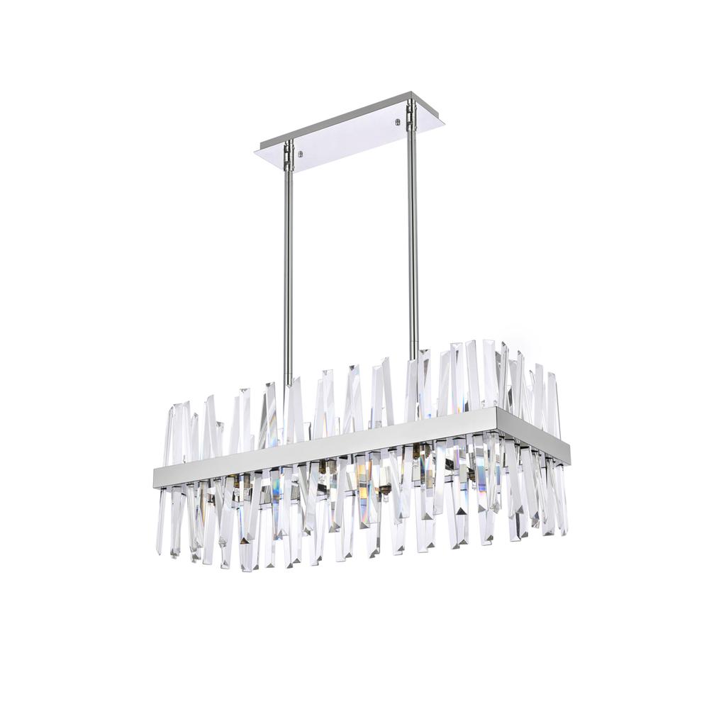Serephina 30 inch crystal rectangle chandelier light in chrome. Picture 6
