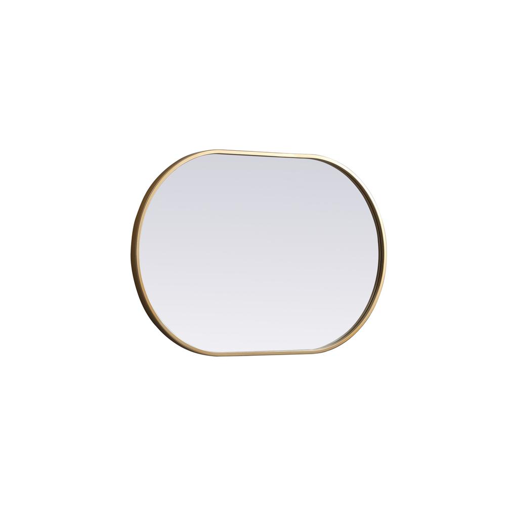 Metal Frame Oval Mirror 20x30 Inch in Brass. Picture 9