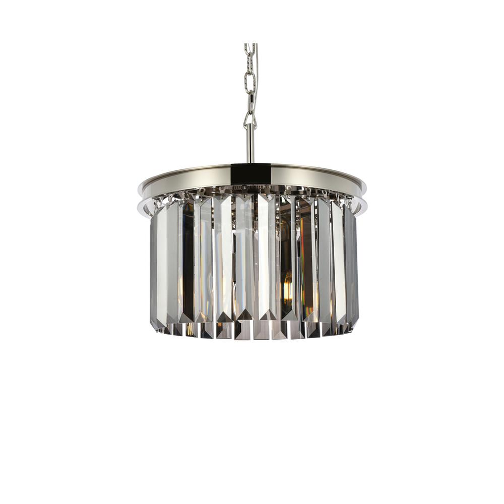 Sydney 3 light polished nickel Pendant Silver Shade (Grey) Royal Cut Crystal. Picture 2