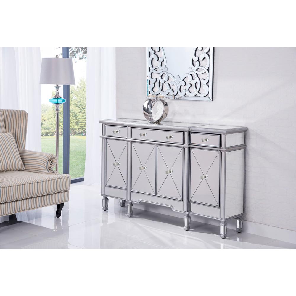 3 Drawer 4 Door Cabinet 60 in. x 14 in. x 36 in. in silver Clear. Picture 2