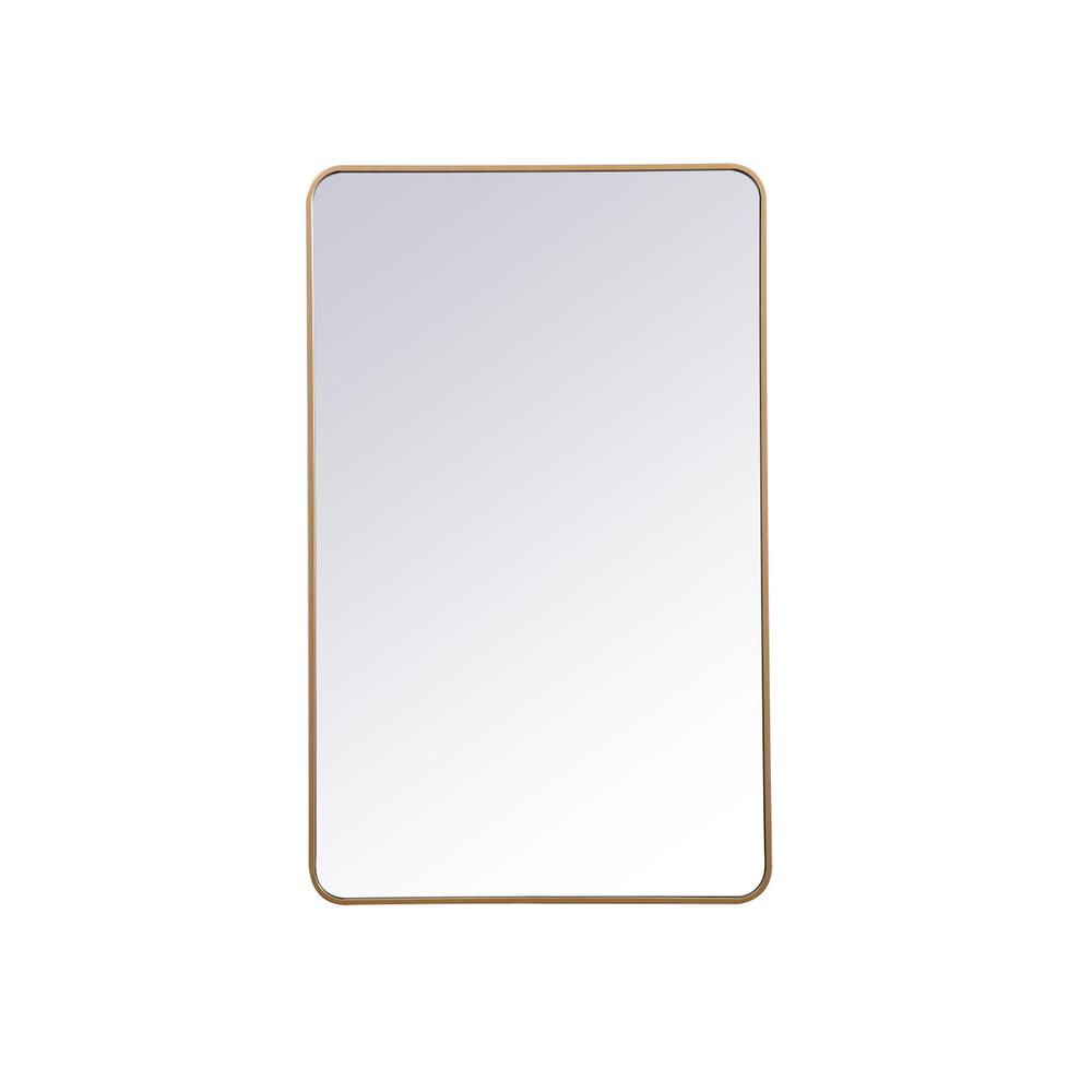 Soft corner metal rectangular mirror 30x48 inch in Brass. Picture 6