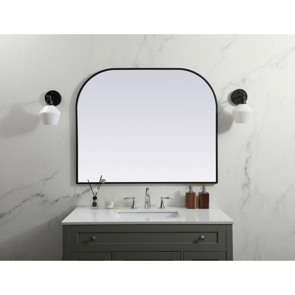 Metal Frame Arch Mirror 42x34 Inch in Black. Picture 9