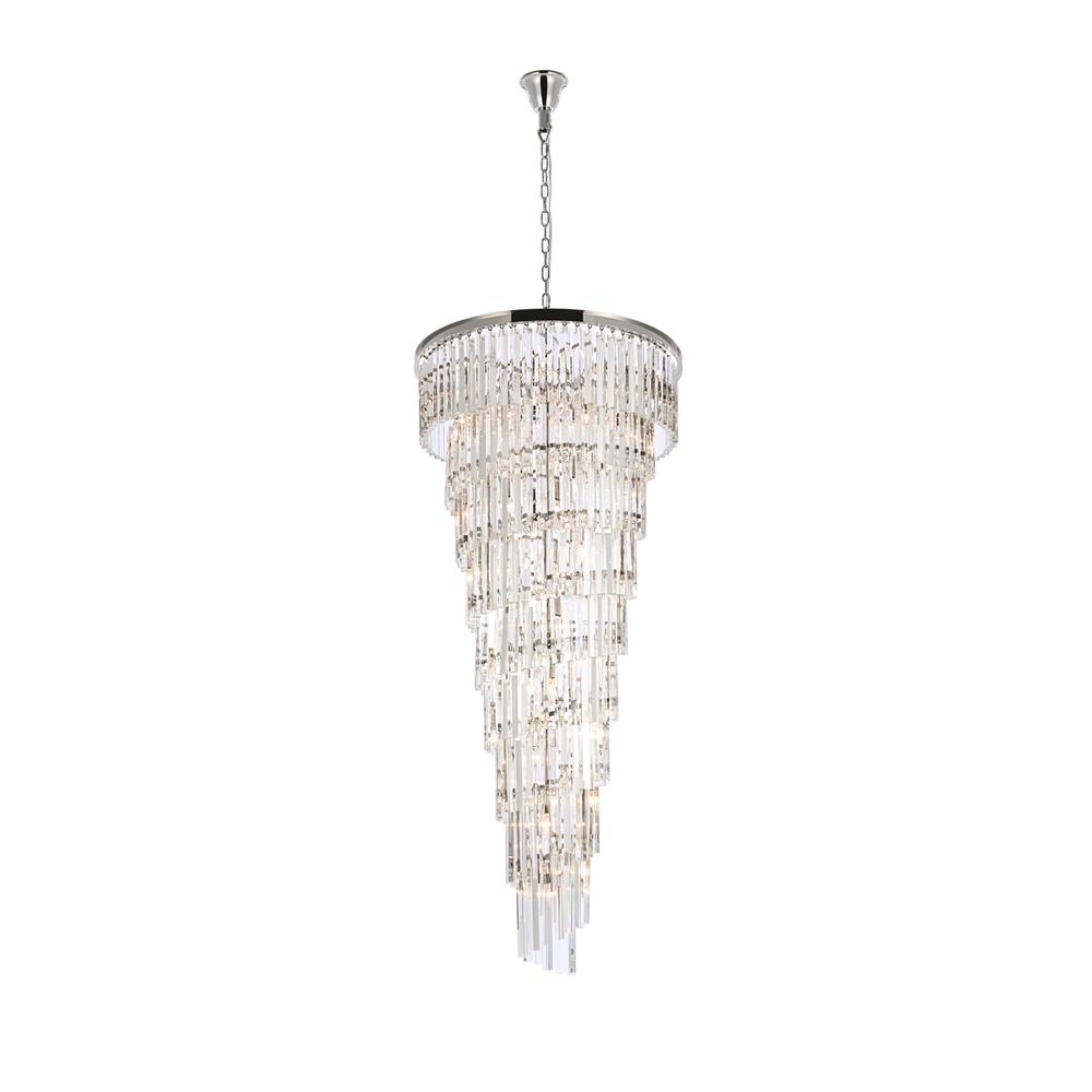 Sydney 30 inch spiral crystal chandelier in polished nickel. Picture 1