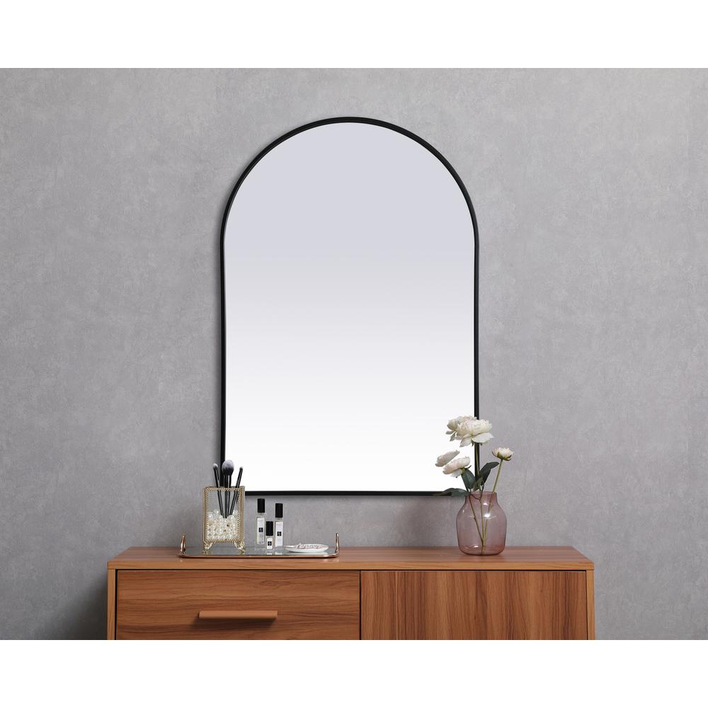 Metal Frame Arch Mirror 27x40 Inch in Black. Picture 3