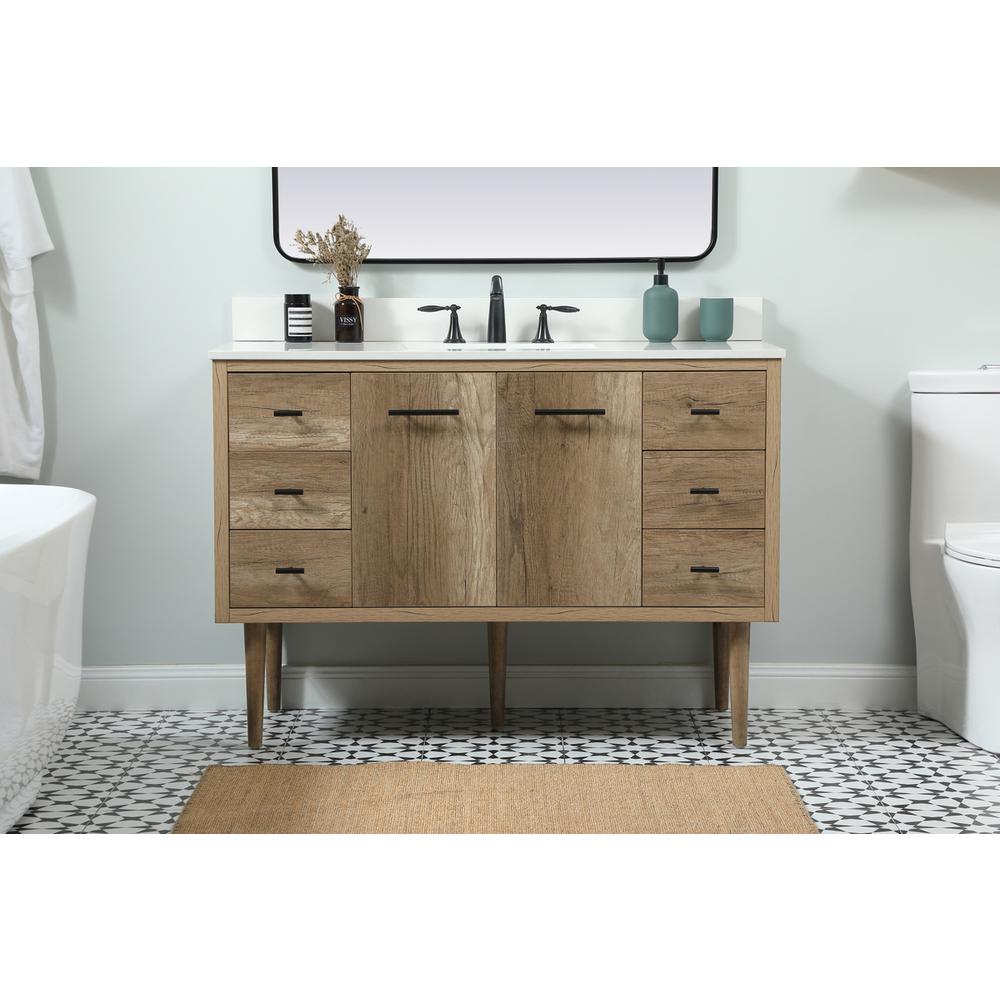 48 inch Single bathroom vanity in natural oak with backsplash. Picture 14