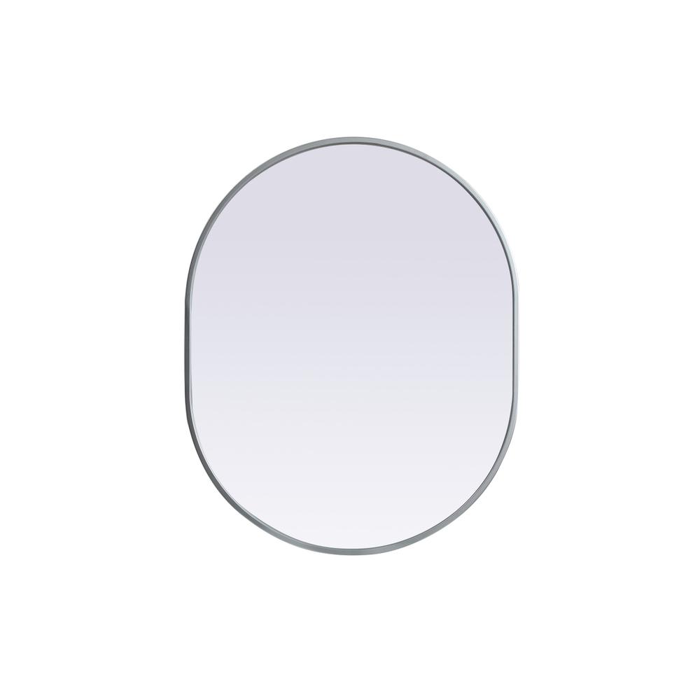 Metal Frame Oval Mirror 24x30 Inch in Silver. Picture 1