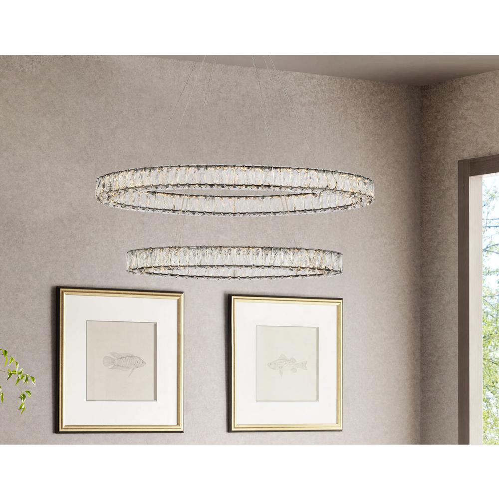 Monroe 40 inch LED oval double ring pendant in black. Picture 7