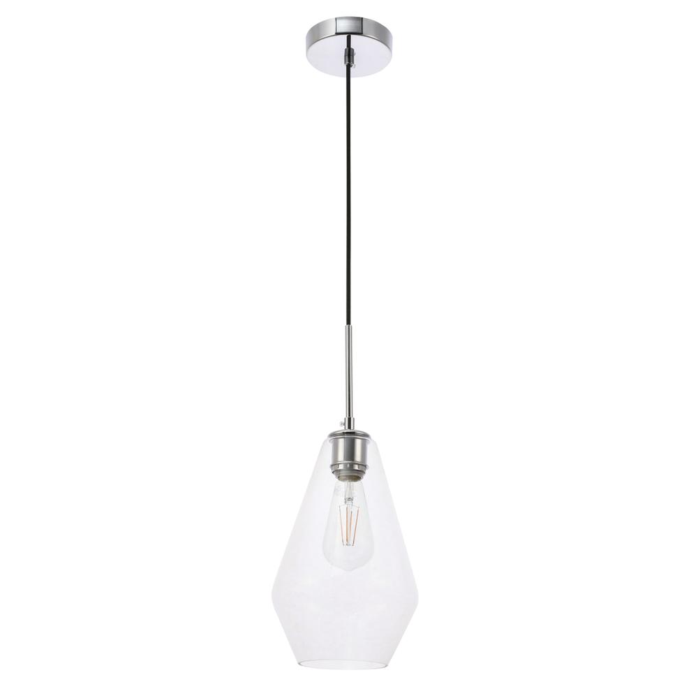 Gene 1 light Chrome and Clear glass pendant. Picture 6