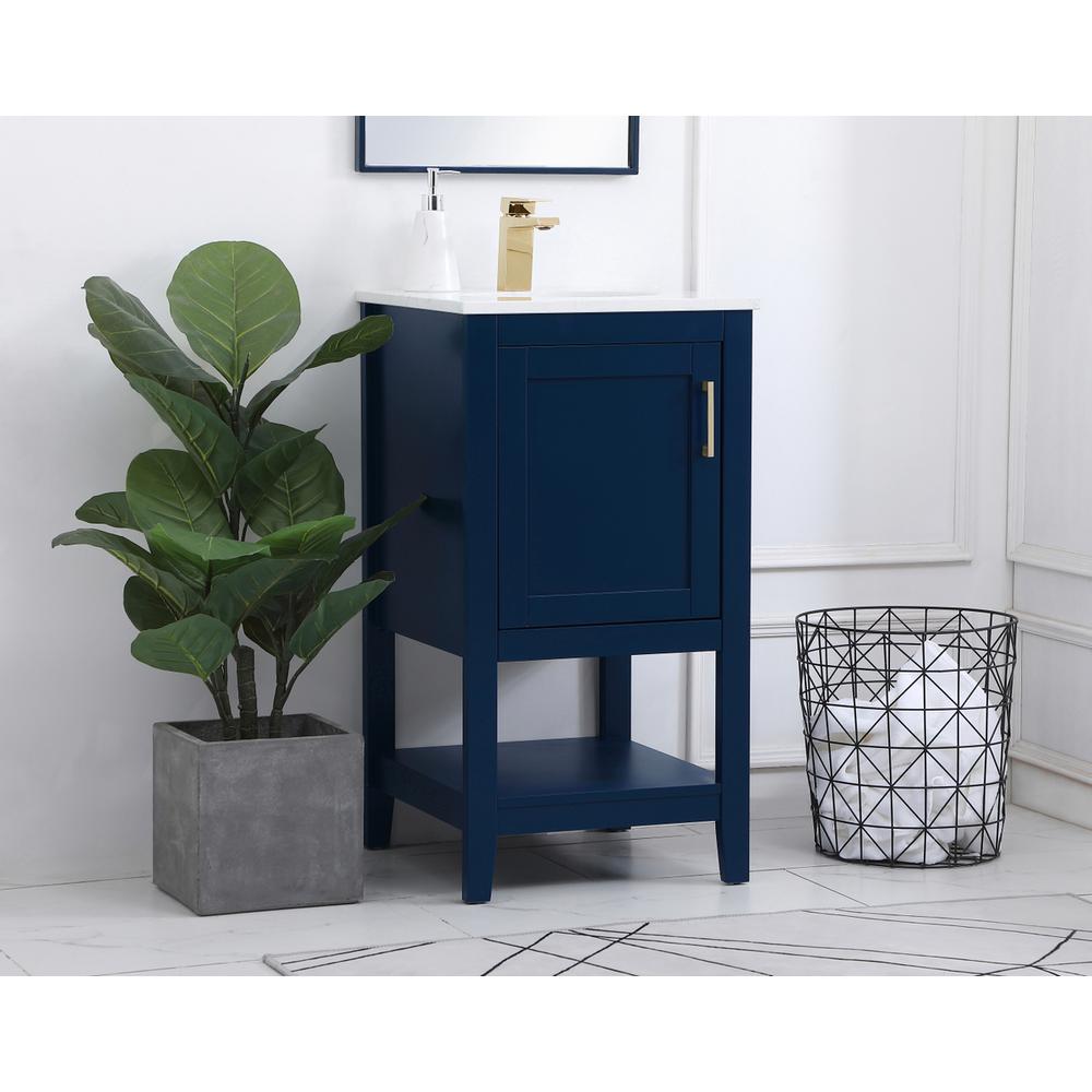 18 inch Single Bathroom Vanity in Blue. Picture 2
