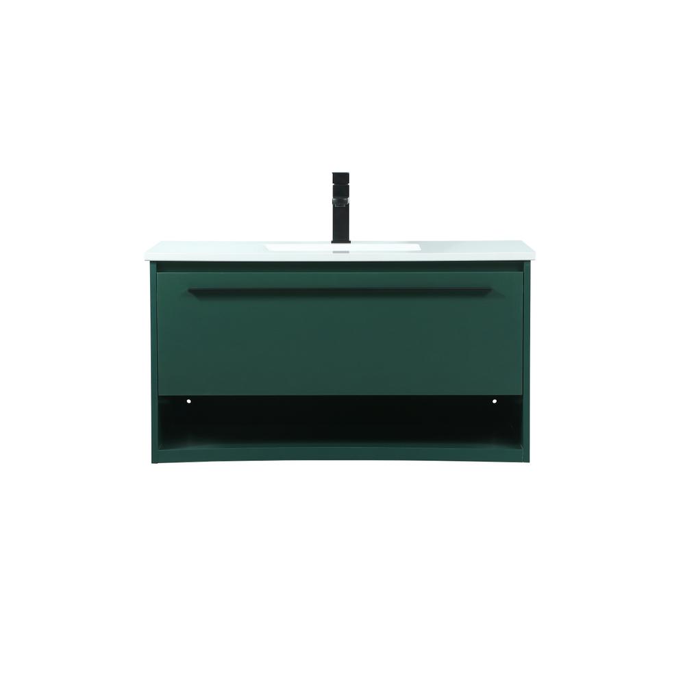 36 inch Single bathroom vanity in green. Picture 1
